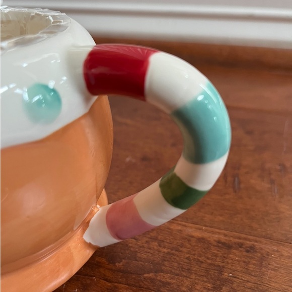 Gingerbread Man Ceramic Christmas Coffee Mug Red Bow Tie Polka Dots Stripes NEW - Picture 5 of 6